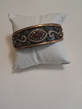Fashion Jewelry Gold-Tone Multicolor Stone Cuff Bracelet